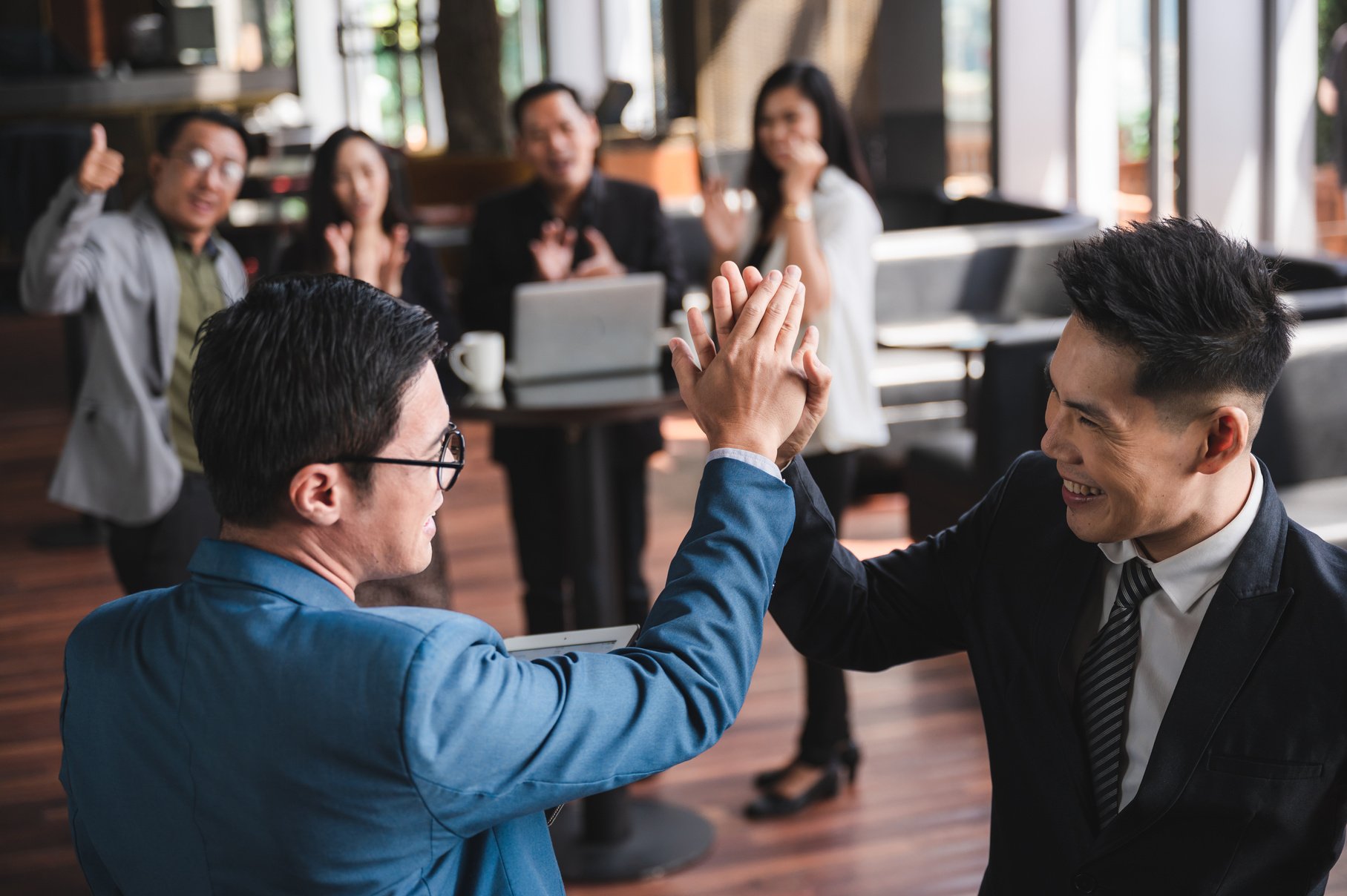 Group of Sucessful Business Person and Coworker Hand Shaking Wit